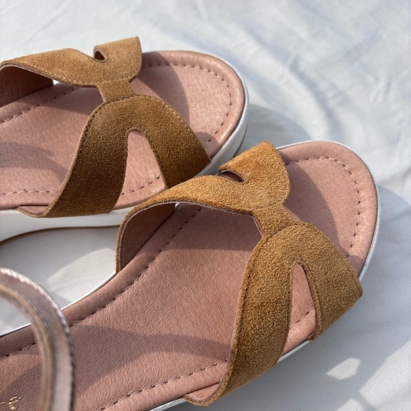 Sundance Sandals 10 Brown platform wedge Womens Shoes Made In Italy - Picture 9 of 14